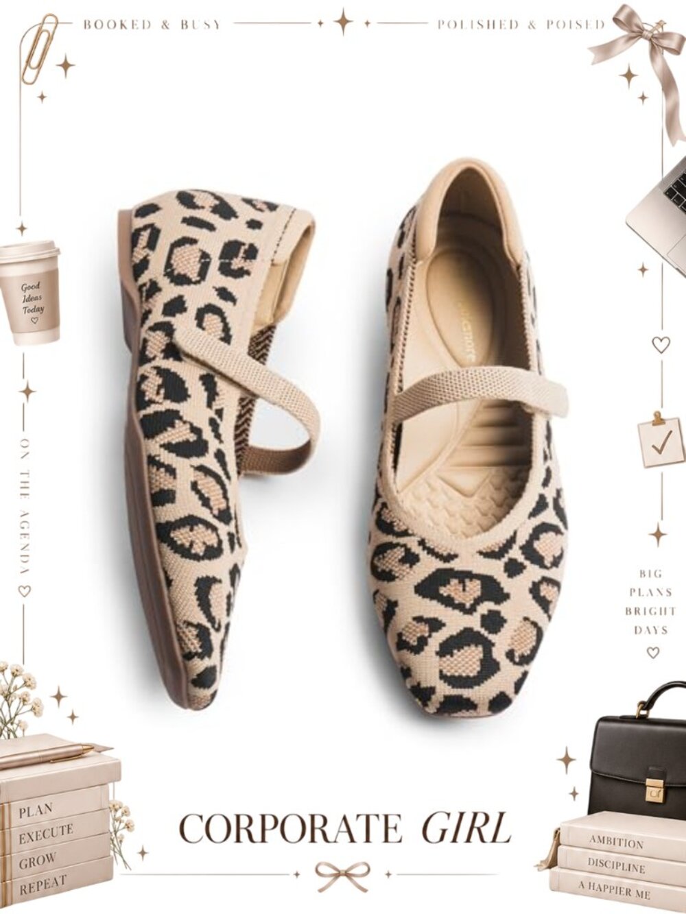 Mary Jane Flats for Women Square Toe Knit Arch Support Concealed Wedge